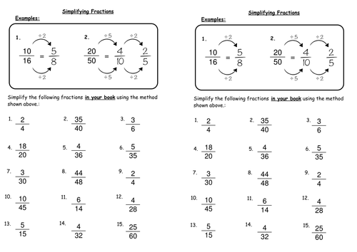 Fourth Grade Simplifying Fractions Worksheet – Free Worksheets Samples