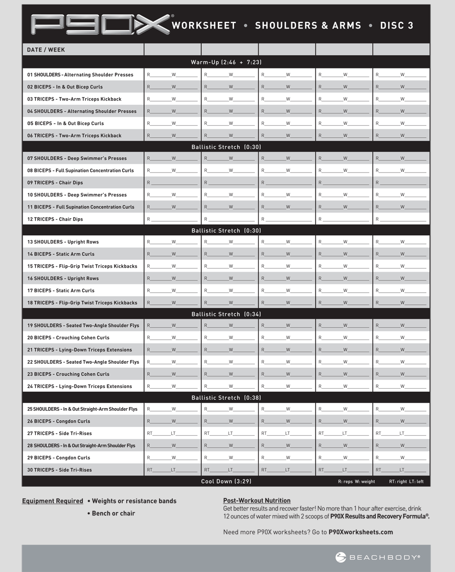 P90x Printable Worksheets The Best Worksheets Image Collection Free