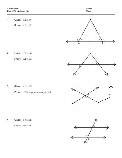 Beginning Geometry Proofs Worksheets