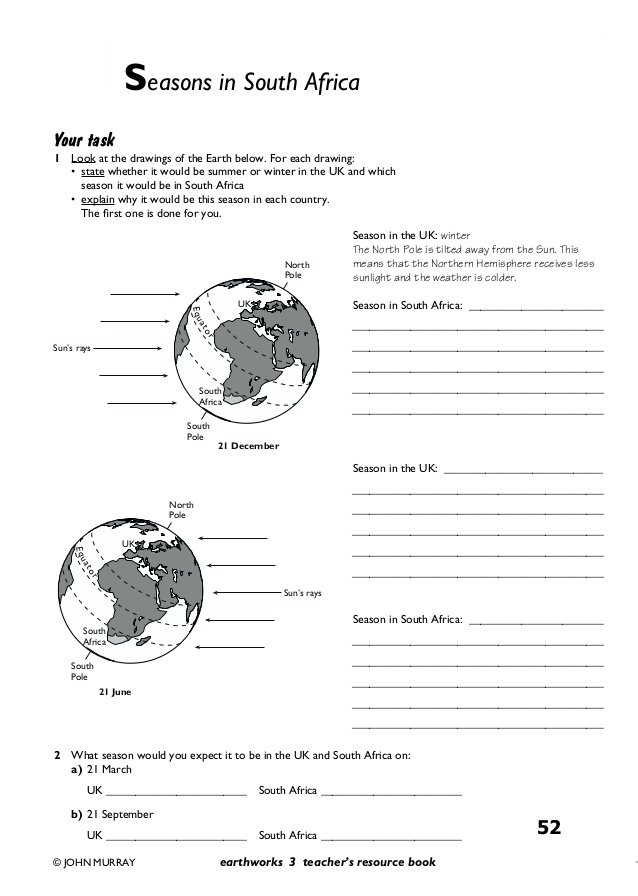 Seasons Worksheet Middle School Seasons Worksheet Middle School