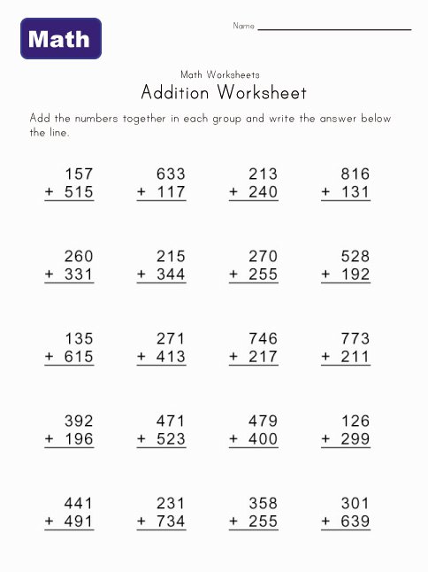 3 Digit Addition With Regrouping Worksheets 2nd Grade Free