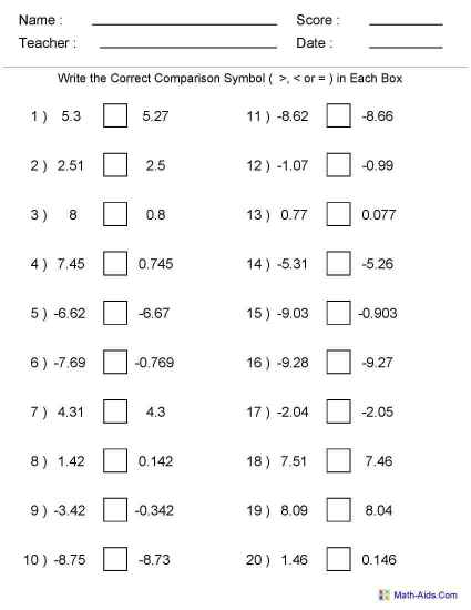 6th Grade Math Worksheets Decimals Free Worksheets Library