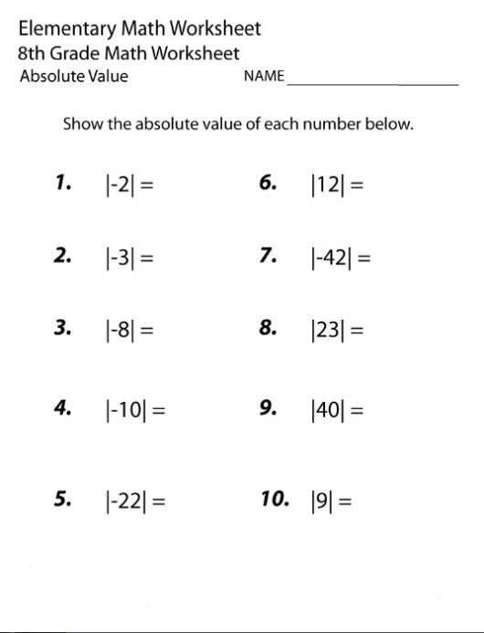 8th Grade Math Worksheets Printable