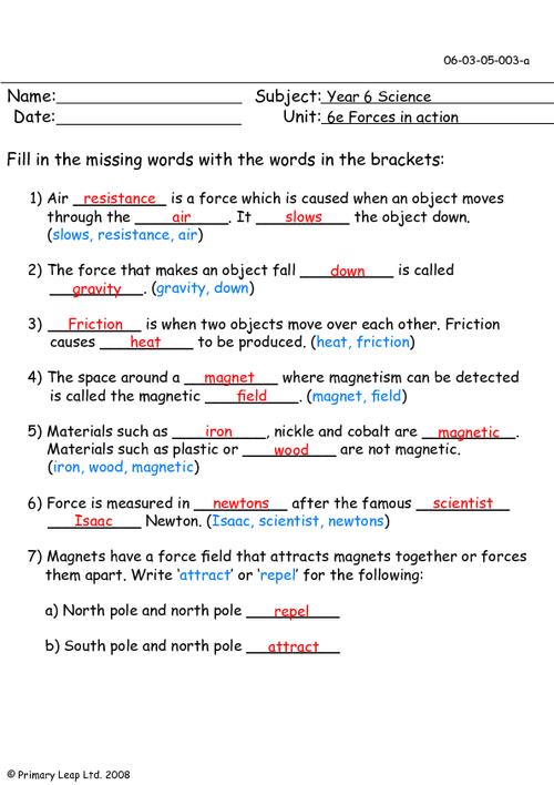 All Worksheets Â» Force Worksheets