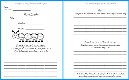 Caterpillar Book Report Project  Templates, Worksheets, Grading