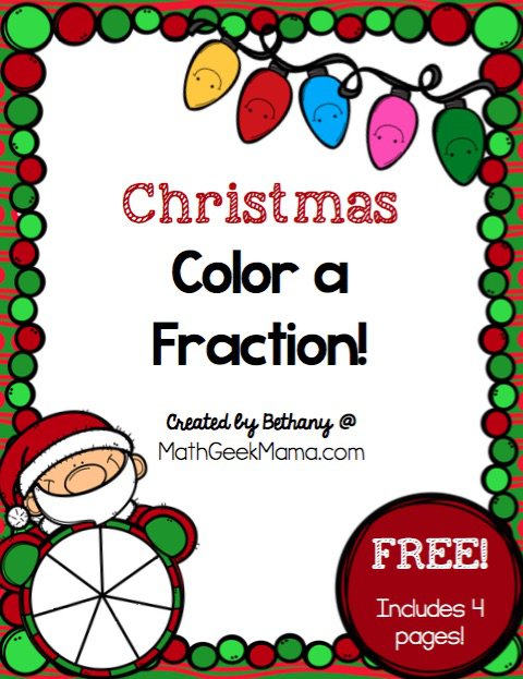 Christmas Fraction Worksheets For 3