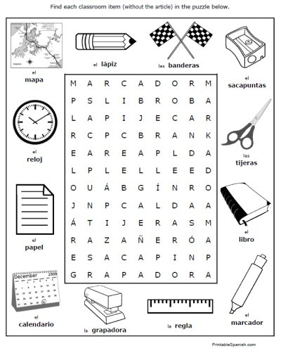 Classroom Objects In Spanish Worksheet Free Worksheets Library