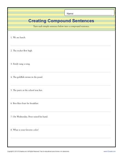 Compund Sentence Worksheet