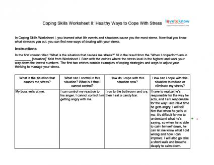 Coping Skills Worksheets For Adults