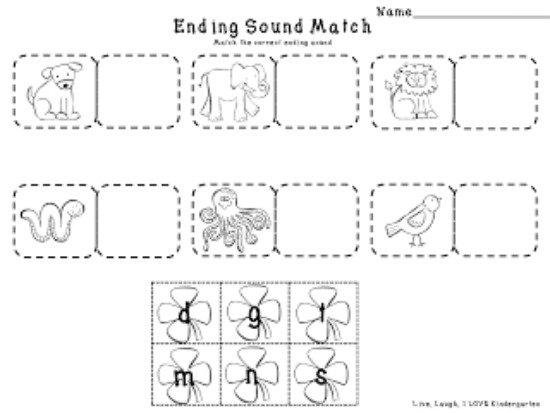 Ending Sounds Worksheets Kindergarten Free Worksheets Library