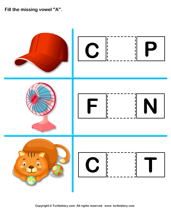 Fill In The Missing Vowel A Worksheet