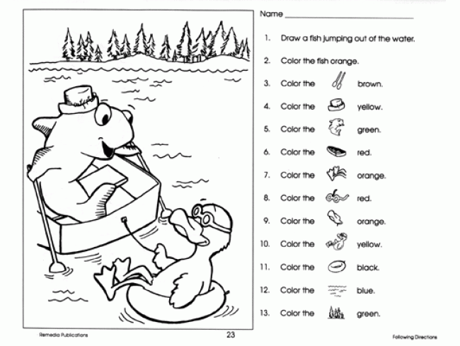 Following Directions Worksheets Kindergarten Free Worksheets