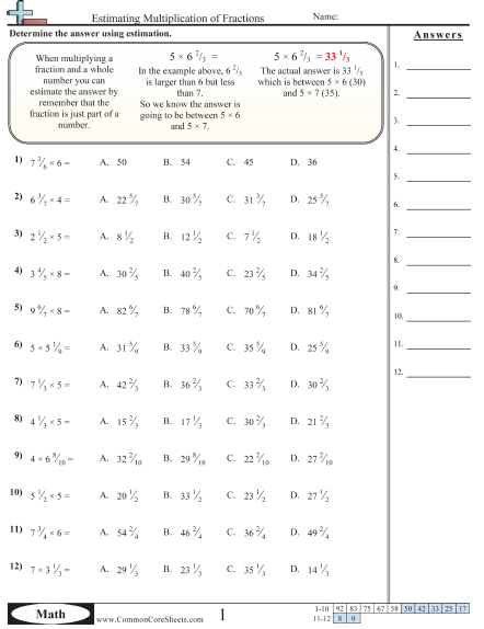 Fraction Worksheets