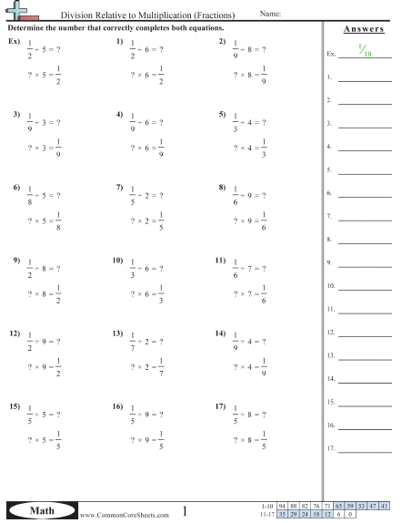 Fraction Worksheets