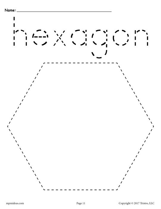 Free Hexagon Tracing Worksheet