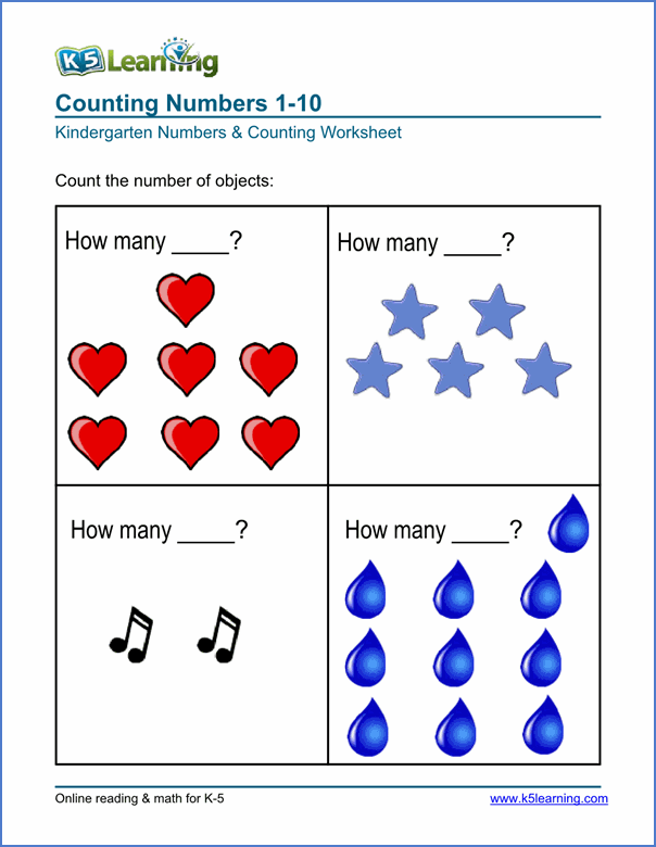 Free Preschool & Kindergarten Numbers & Counting Worksheets