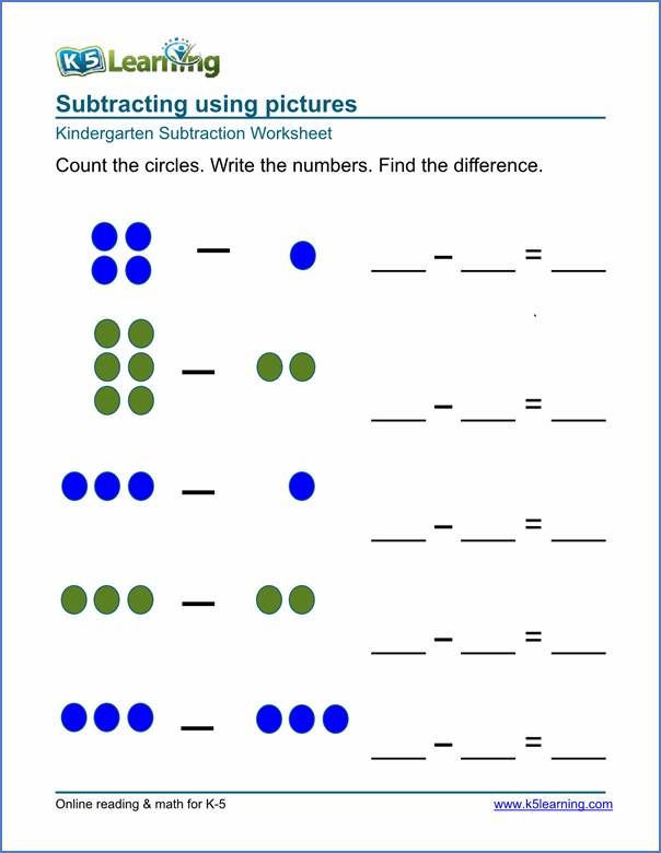 Free Preschool & Kindergarten Subtraction Worksheets