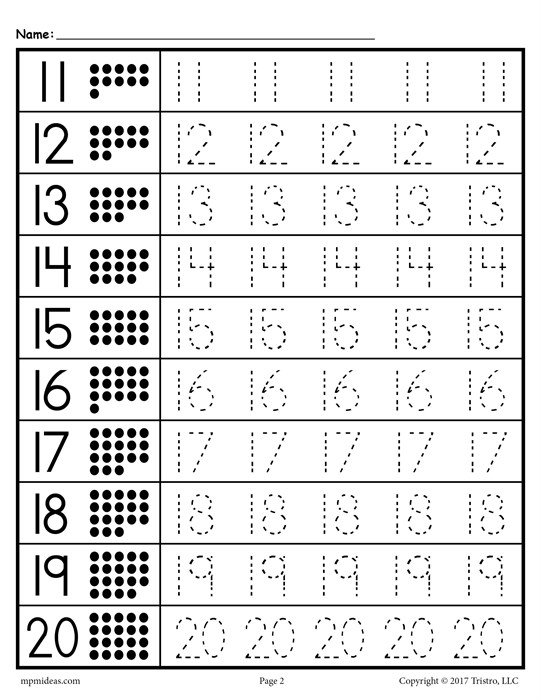 Free Tracing Worksheets Numbers 1