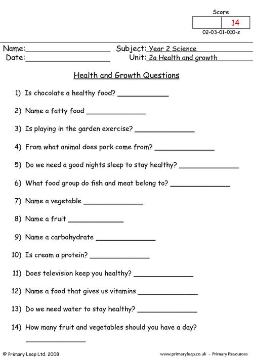 Free Unit 2a Health And Growth Printable Resource Worksheets For Kids