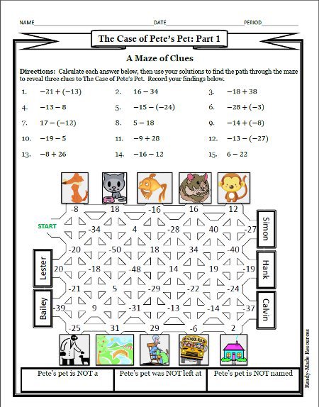 Fun Integers Worksheet