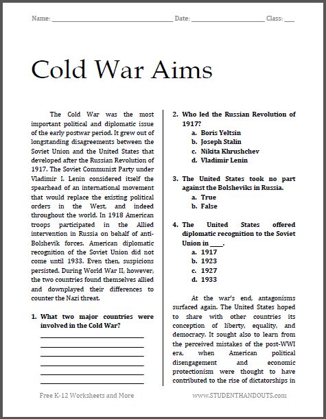 High School Worksheets