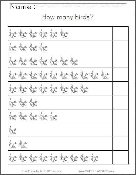 How Many Birds  Free Printable 1