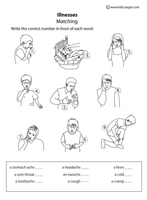 Illnesses Matching B&w Worksheet