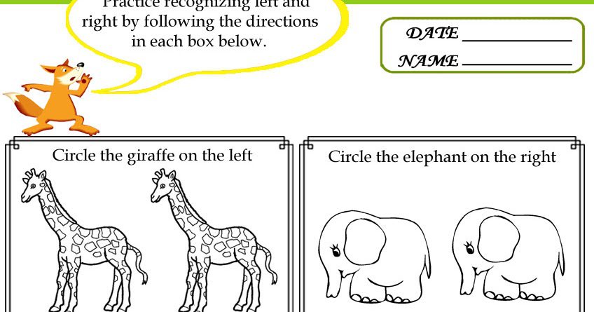 Kids Under 7  Left And Right Worksheets