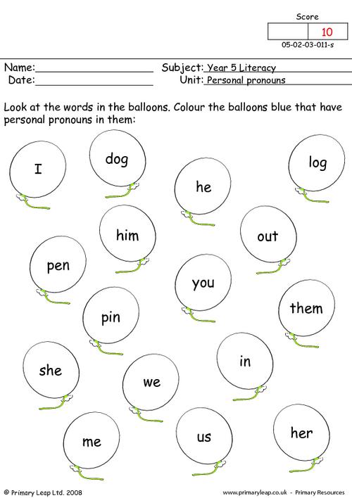 La Escuela De Ingles De Eva  Identify The Personal Pronouns