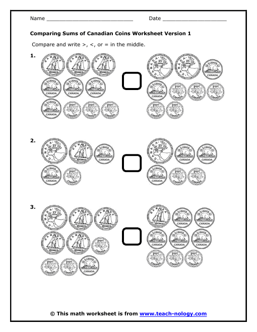 Math Worksheets Â» Canadian Math Worksheets