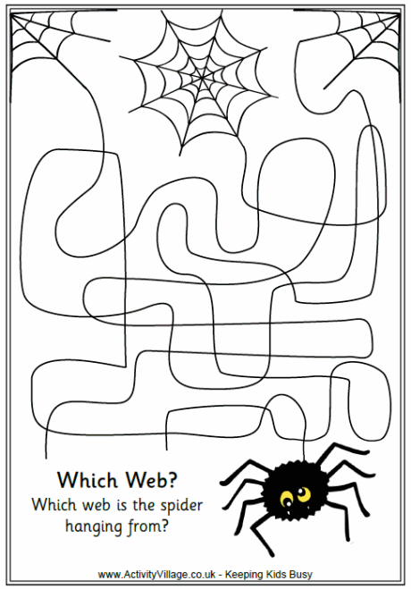 Maze Spider Web Halloween Puzzle For Kids