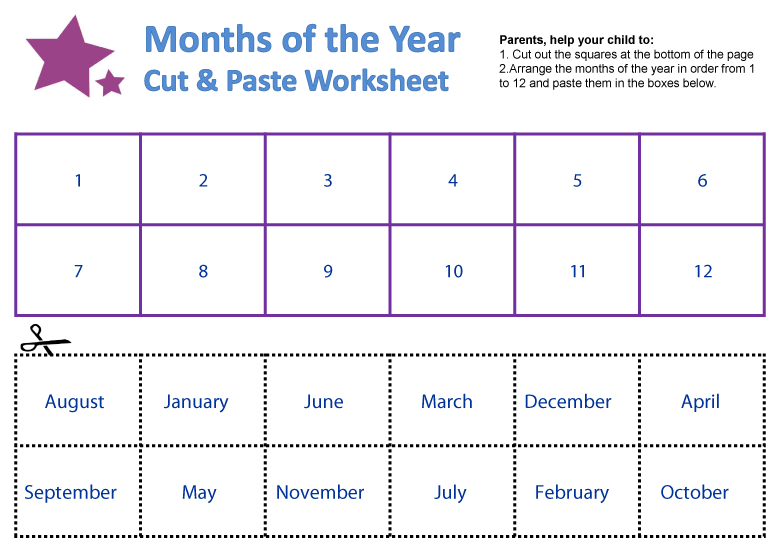 Months Of The Year Worksheets