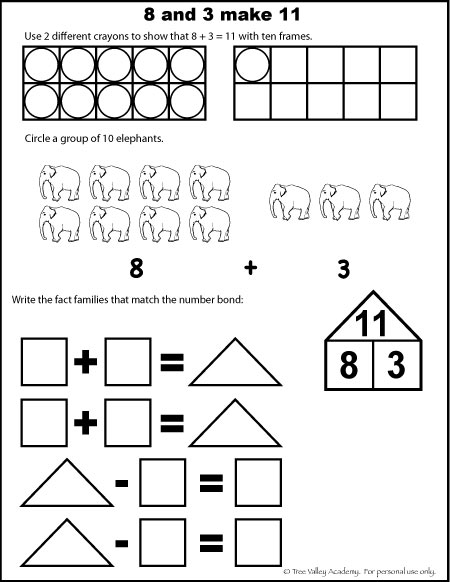 Number Bonds To 11 Free Math Worksheets