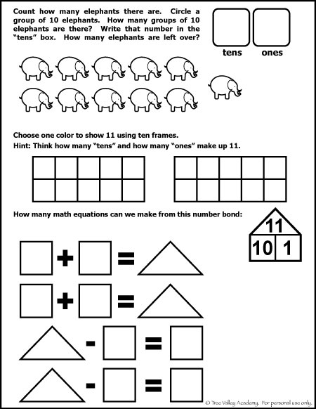 Number Bonds To 11 Free Math Worksheets
