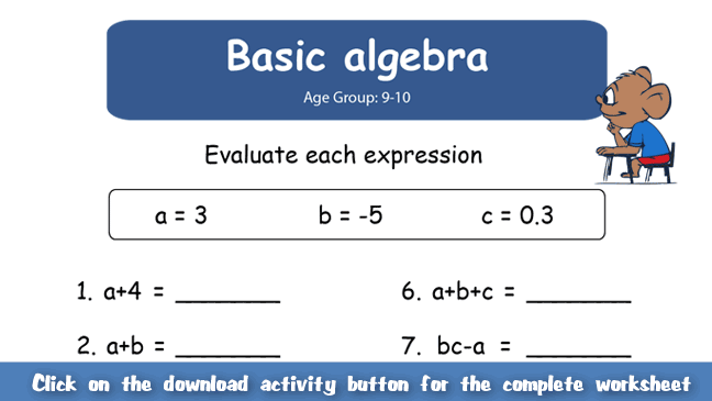 Number Names Worksheets Â» Early Algebra Worksheets