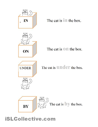 On In Under Worksheets