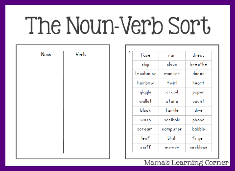 Parts Of Speech  The Noun Verb Sort