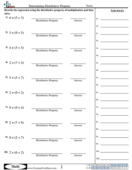 Properties Worksheets