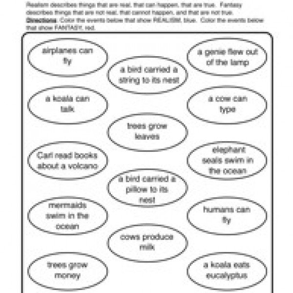 Realism And Fantasy Worksheets Free Worksheets Library