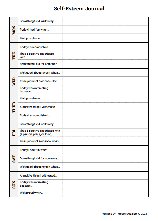 Self Improvement Worksheets