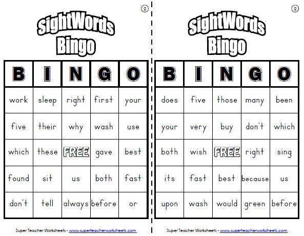 Sight Word Bingo