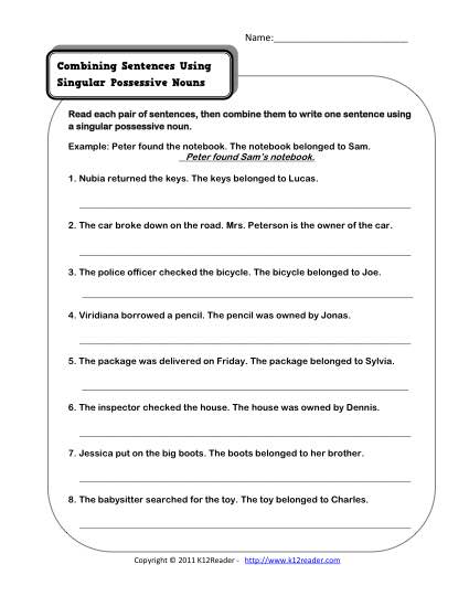 Singular And Plural Possessive Nouns Worksheets 3rd Grade Free