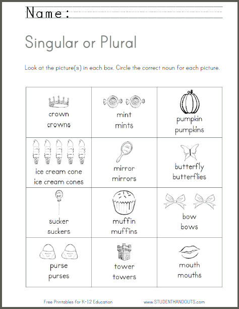 Singular Or Plural Worksheet