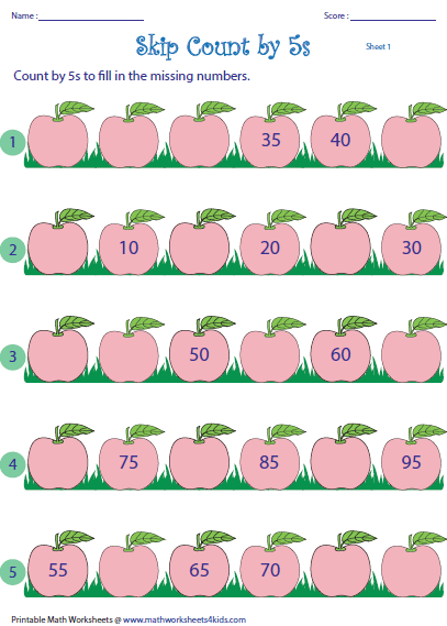 Skip Counting By 5s Worksheets