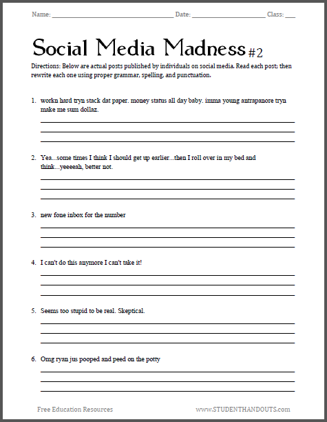 Social Media Madness Worksheet  2