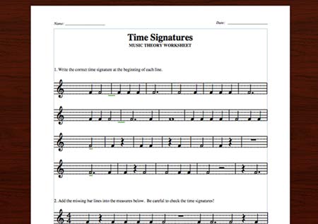 Time Signatures & Counting  Free Printable Theory Worksheets