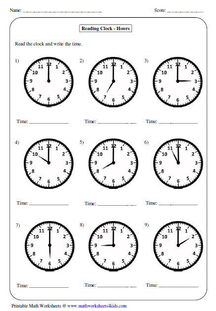 Time Worksheets