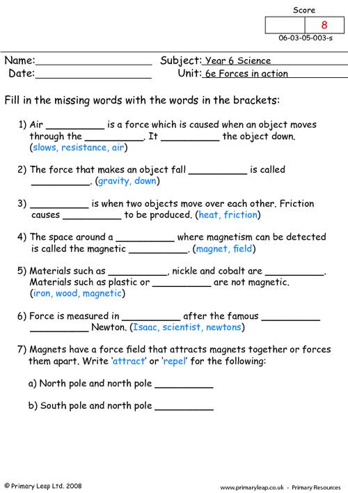 Types Of Forces Worksheet Free Worksheets Library