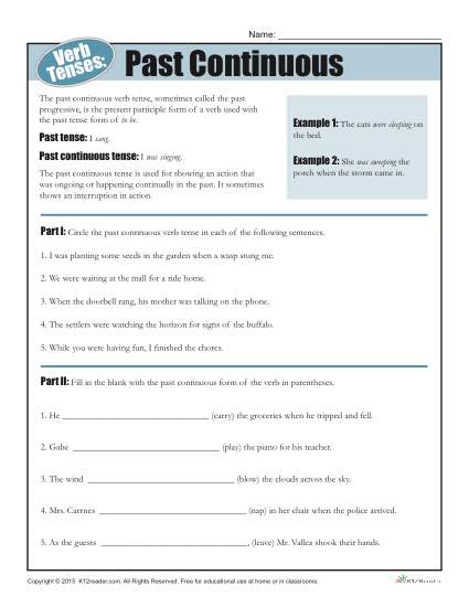 Verb Tense Worksheets