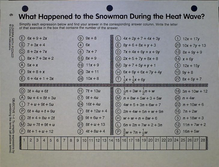 Worksheet   B 62 Did You Hear About Algebra With Pizzazz Worksheet